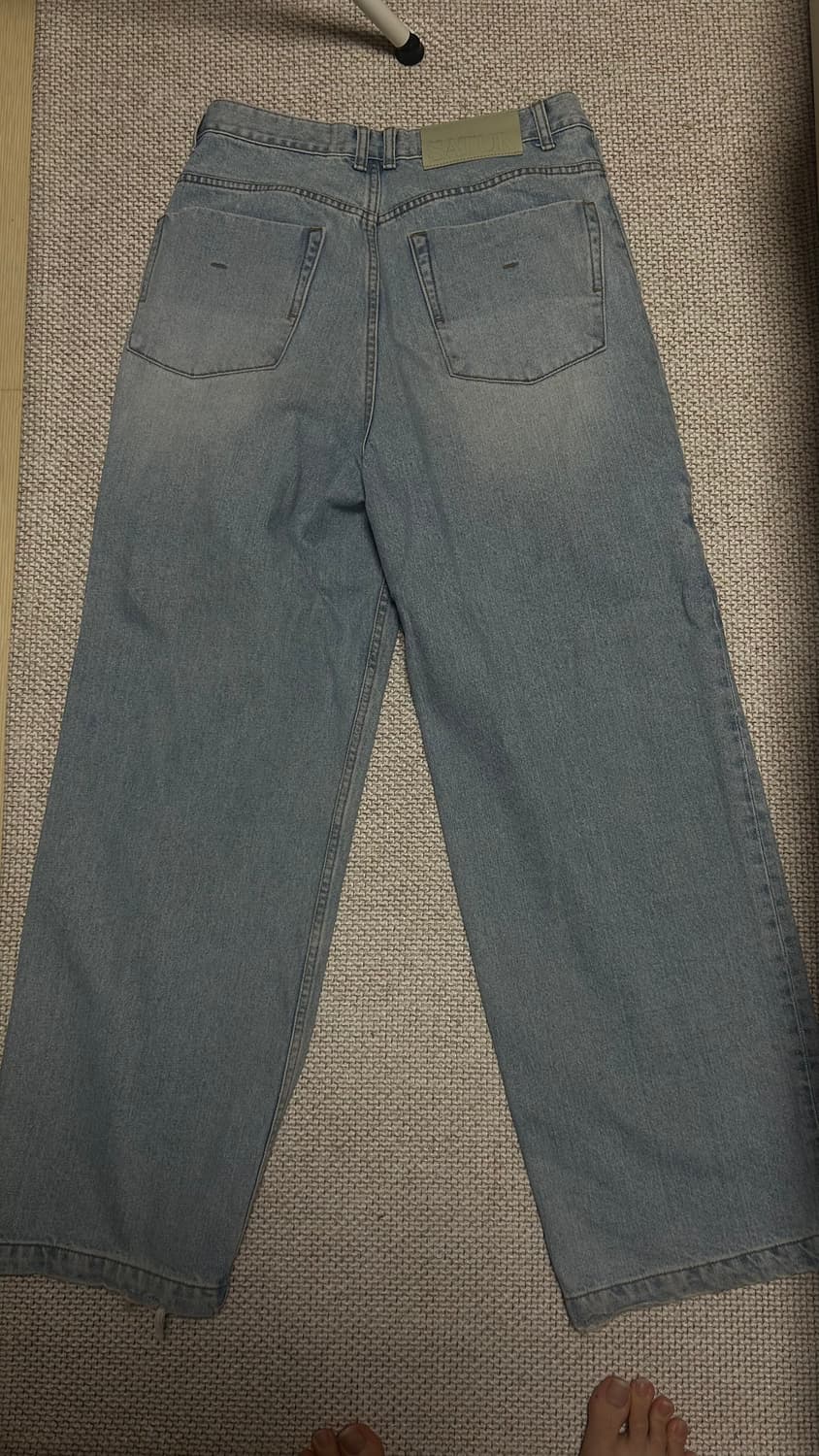 새터 연청 절개 와이드 데님 상품이미지3