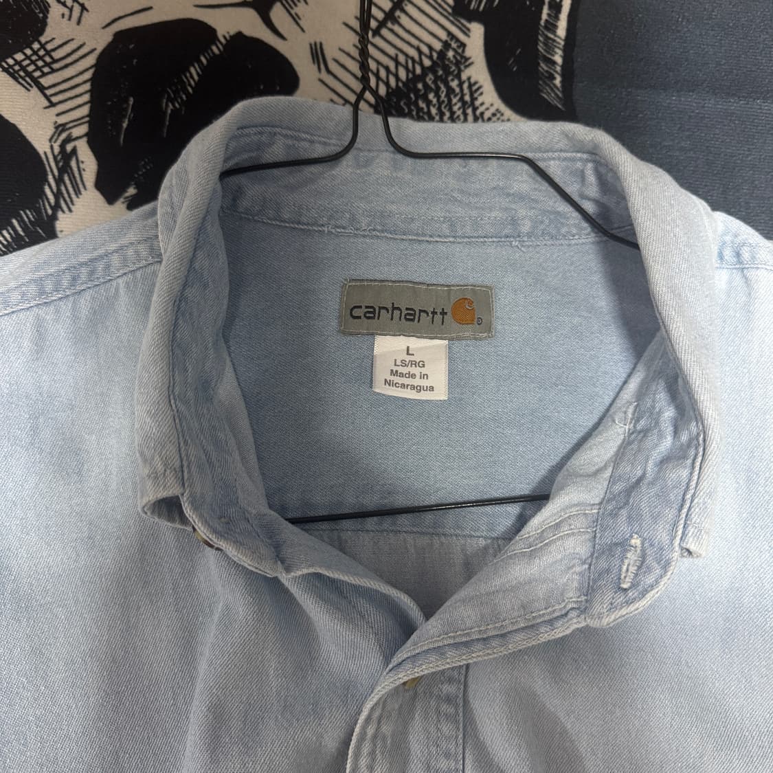 90s 칼하트 연청 데님셔츠 L사이즈  상품이미지5