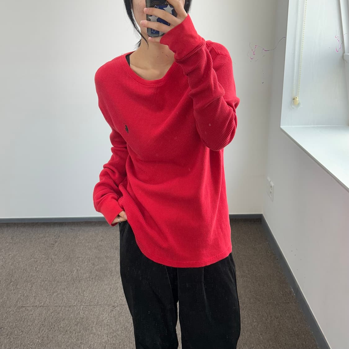 Polo 폴로 블랙 포니 레드 와플 니트 상품이미지1