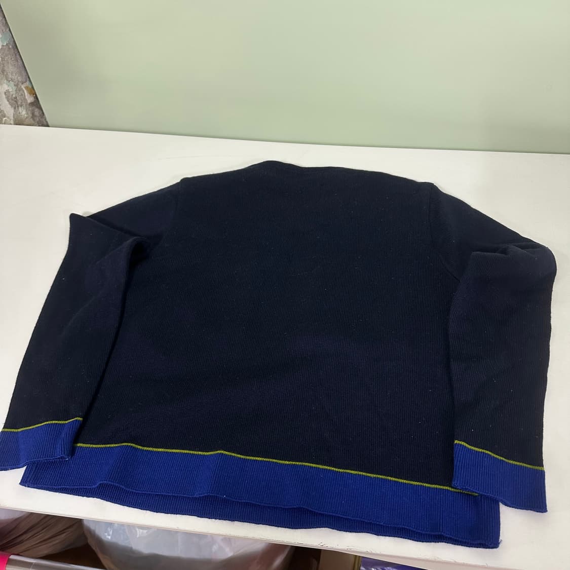 우먼S-M 이태리빈티지 네이비 투포켓 메리노울 니트 상품이미지5