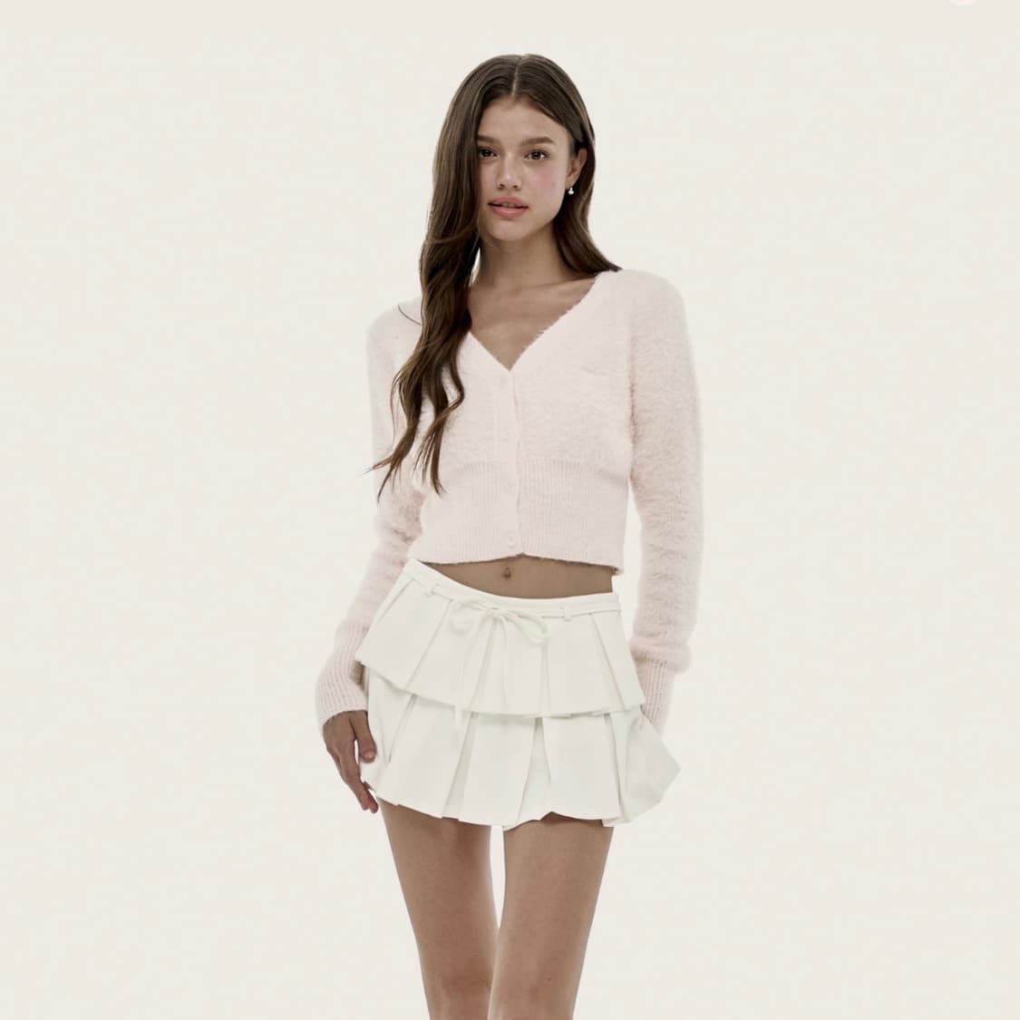 클리시어 딸기우유깔 코튼 캔디 브이넥 가디건 상품이미지3