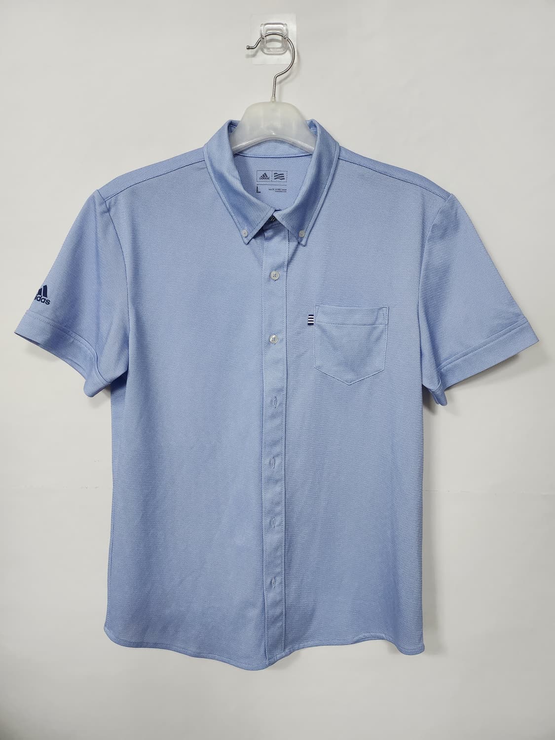 아디다스 골프  기능신축성 블루 반팔 셔츠 100 L 새제품급 상품이미지1