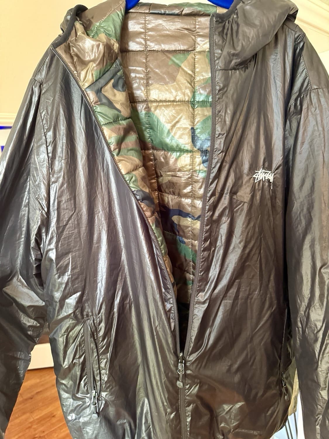 스투시 카모 리버시블 경량패딩 자켓 카키 상품이미지5