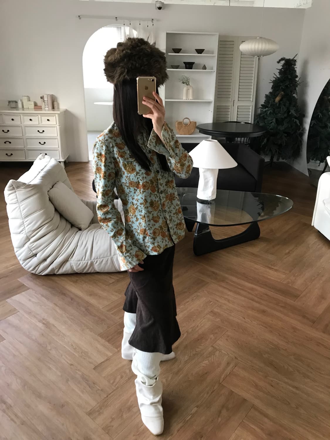 vintage frill brown skirt 상품이미지3