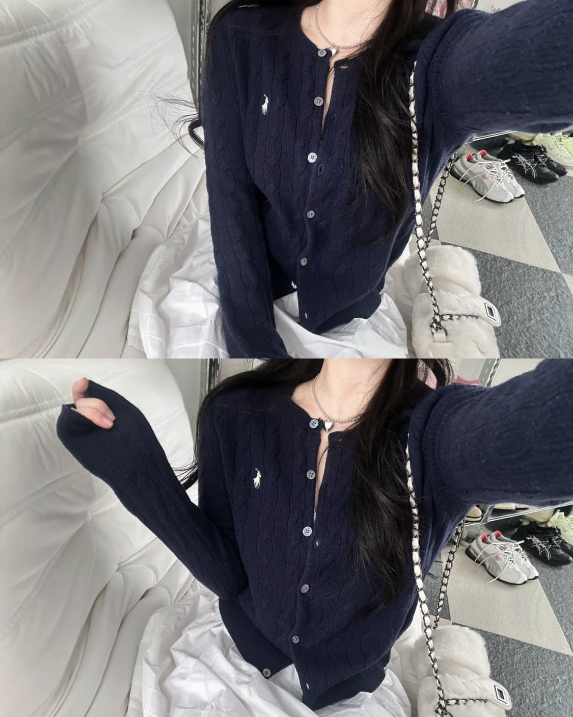 폴로 랄프로렌 울 캐시미어 케이블 니트 가디건  상품이미지1