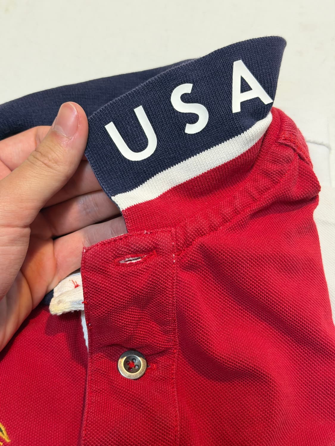 폴로 랄프로렌 빅포니 성조기 USA 카라티 화이트 레드 상품이미지6