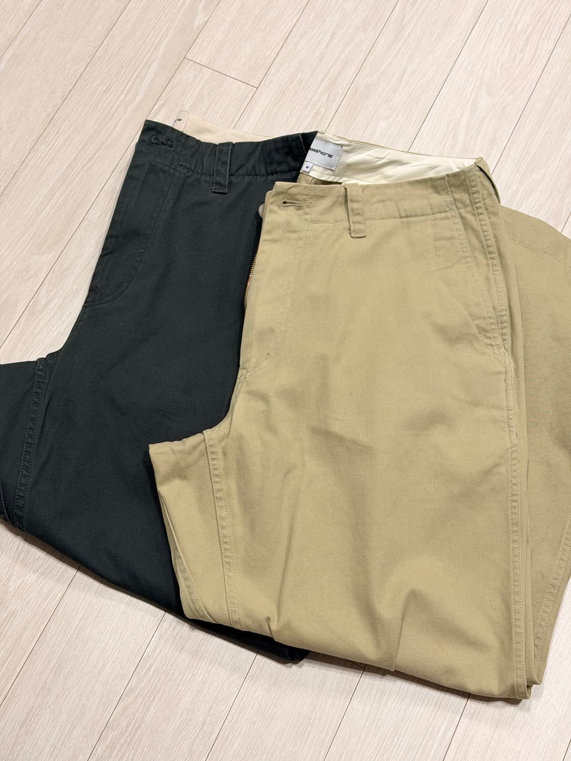 에스피오나지 와이드 오피서 치노팬츠 베이지 잉크블랙 상품이미지1