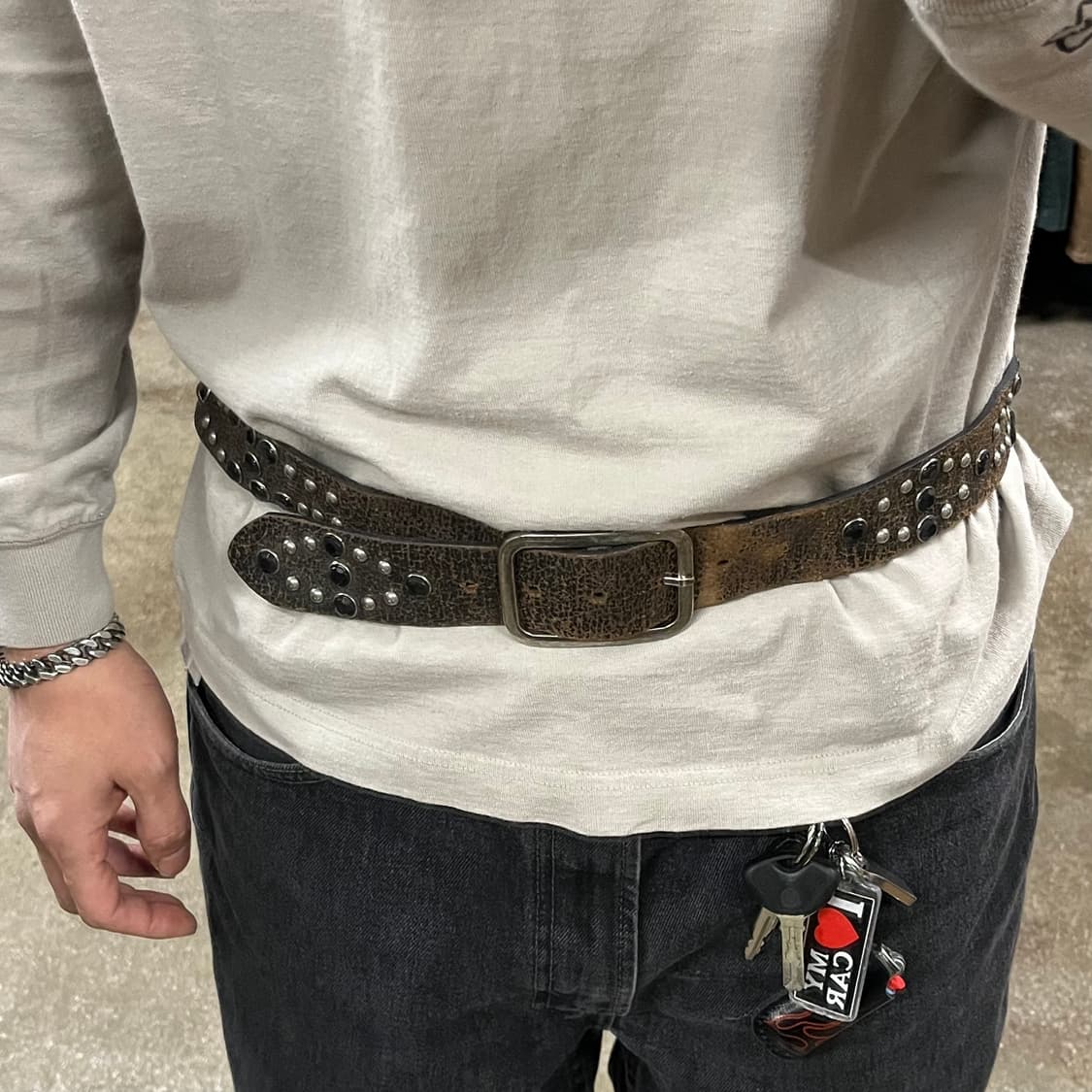 빈티지 스터드 가죽 벨트 (~35“) 상품이미지4