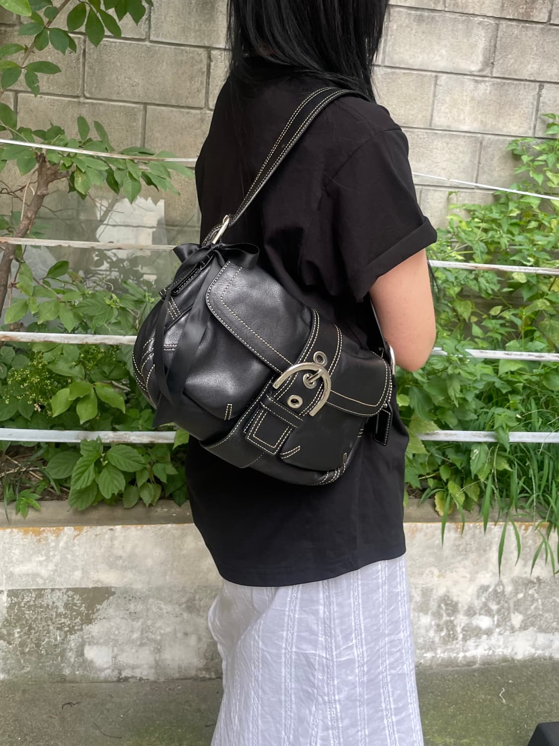 코치 블랙 하프문 바게트 호보백 숄더백 빈티지 토드백 가죽 웨스턴 토드 상품이미지1