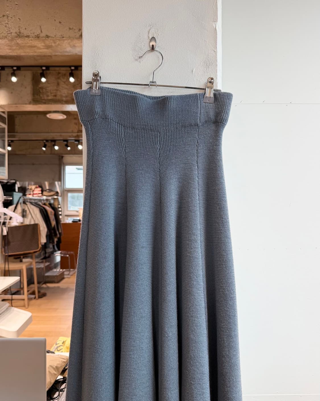 질샌더 블루 밴딩 라나울 롱스커트  상품이미지5