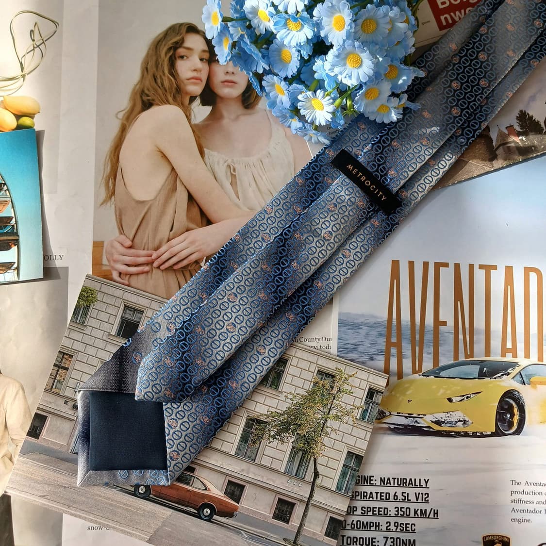 메트로시티 실크 패턴 넥타이 8.1cm A+등급 A19764 상품이미지6