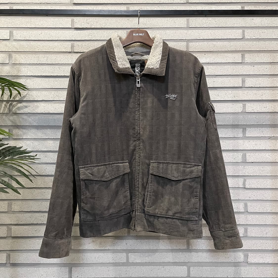 BILLABONG 빌라봉 코듀로이 자켓 체크 패턴 쉐르파 안감 그레이 상품이미지2