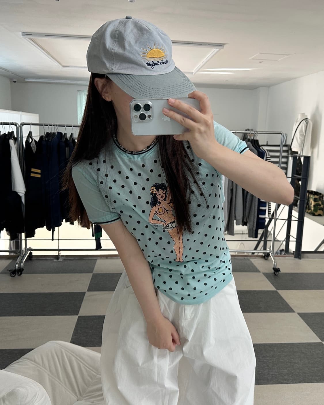 로베르토 카발리 00s 아카이브 핀업 걸 도트 링거 반팔 티셔츠 상품이미지10