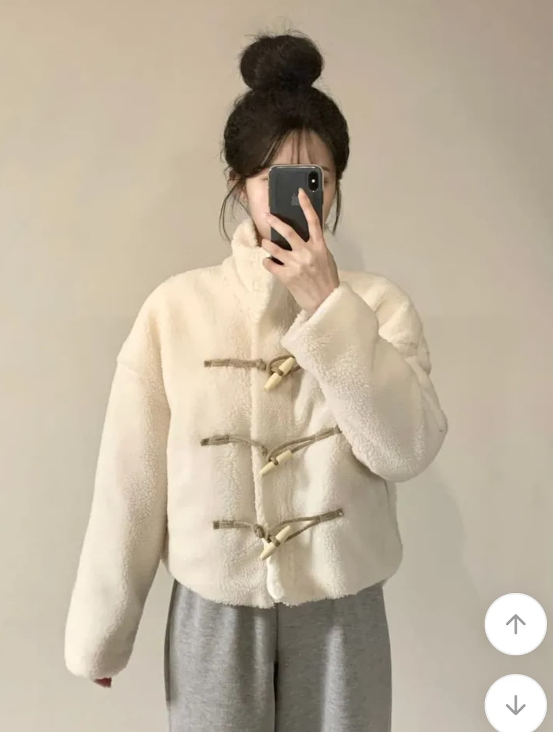 양털 떡볶이 후리스집업 떡볶이 코트 아이보리  상품이미지1