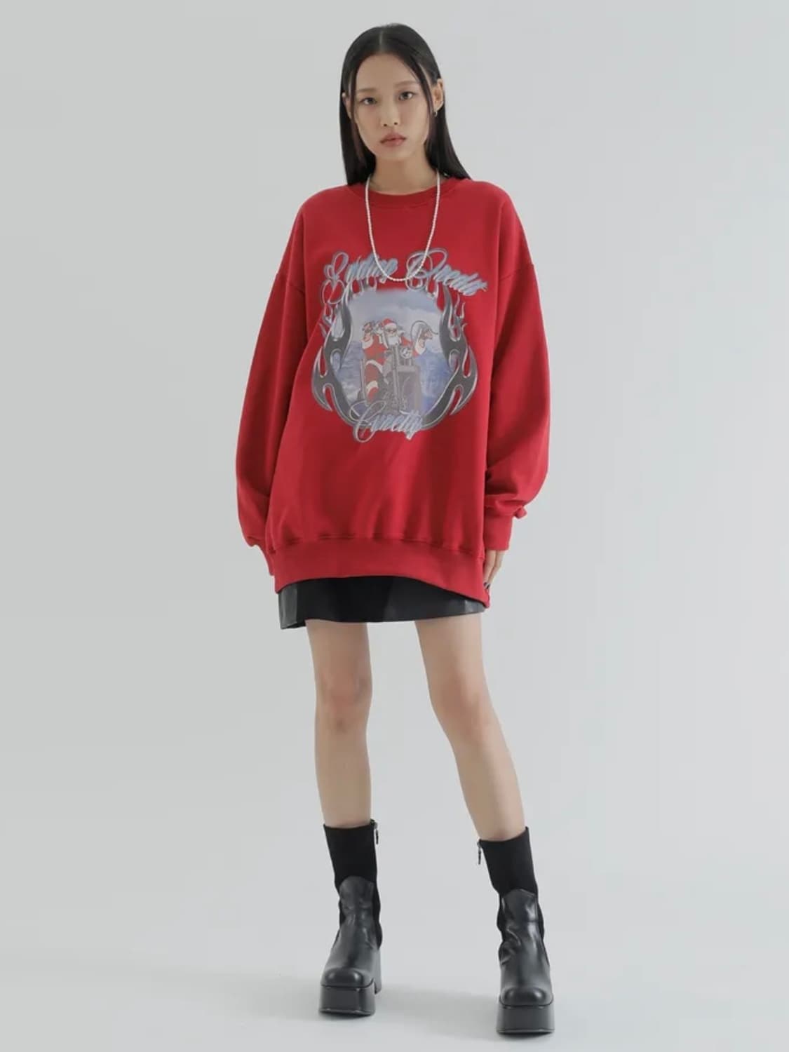 큐리티 산타그래픽 기모 맨투맨 상품이미지2