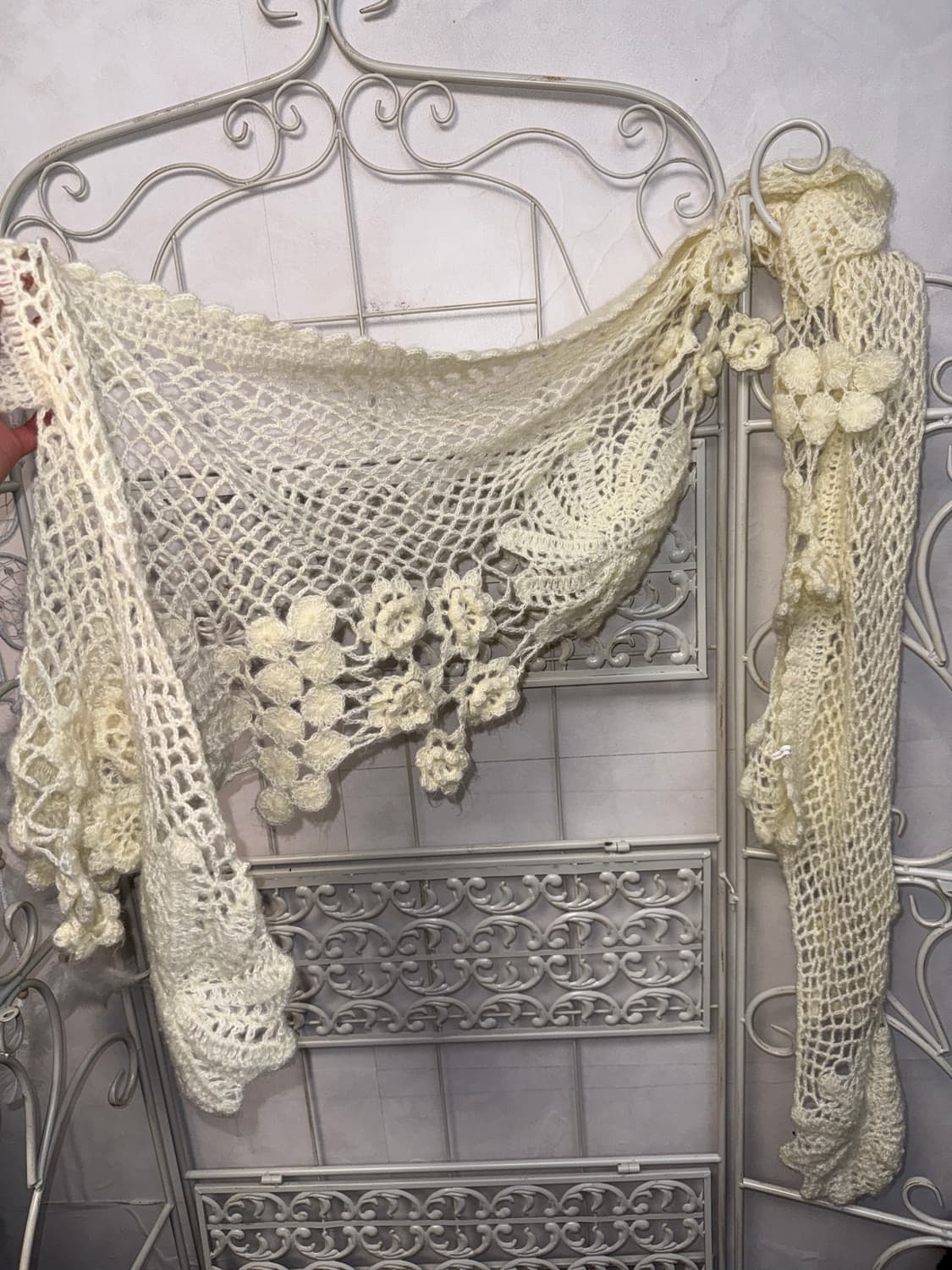 Ivory flower crochet net muffler 상품이미지2