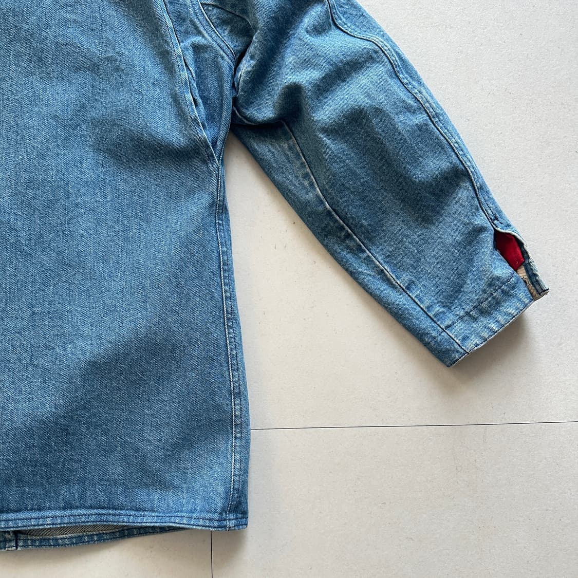 80s 엘엘빈 데님 커버올 카라 울 블랭킷 라이닝 초어 자켓  상품이미지9