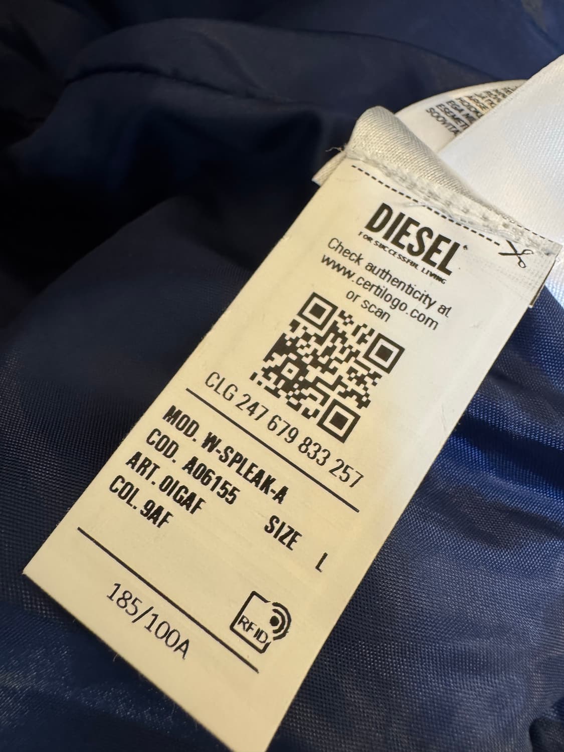 [L]Diesel 디젤 플라이트 봄버 패딩 자켓 네이비 상품이미지5
