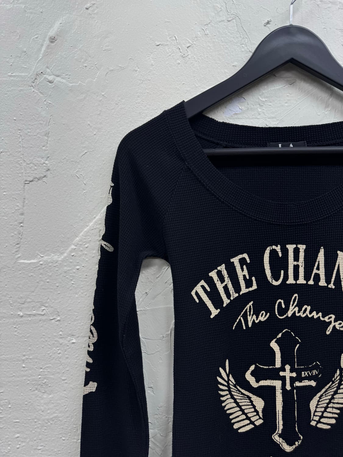 La 00s lettering cross ribbed cut sew 상품이미지3