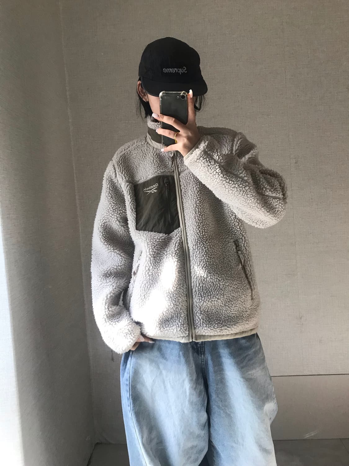 리복 아이보리 카키 후리스 상품이미지1