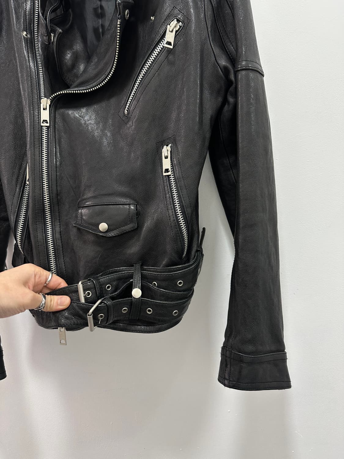 Sheepskin belted 2way leather jacket 상품이미지8