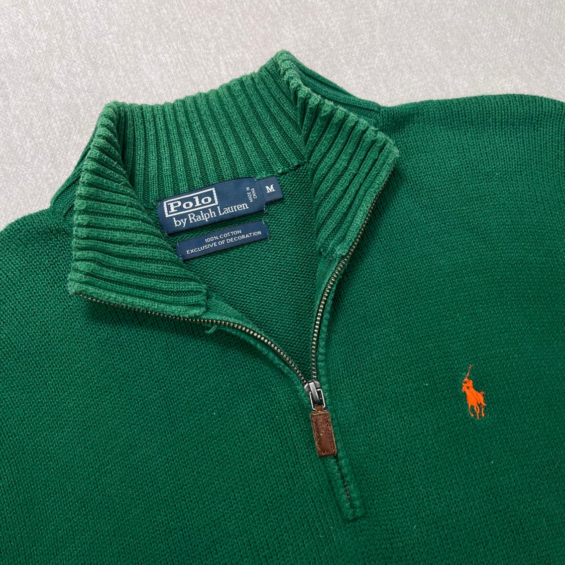 100 폴로랄프로렌 코튼 그린 니트 반집업 상품이미지2