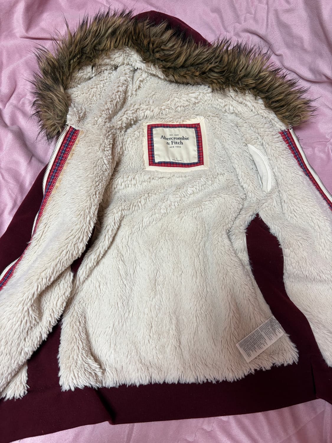 아베크롬비 대대장 울프죠 딱붙핏버건디 y2k 빈티지 후드집업 상품이미지3