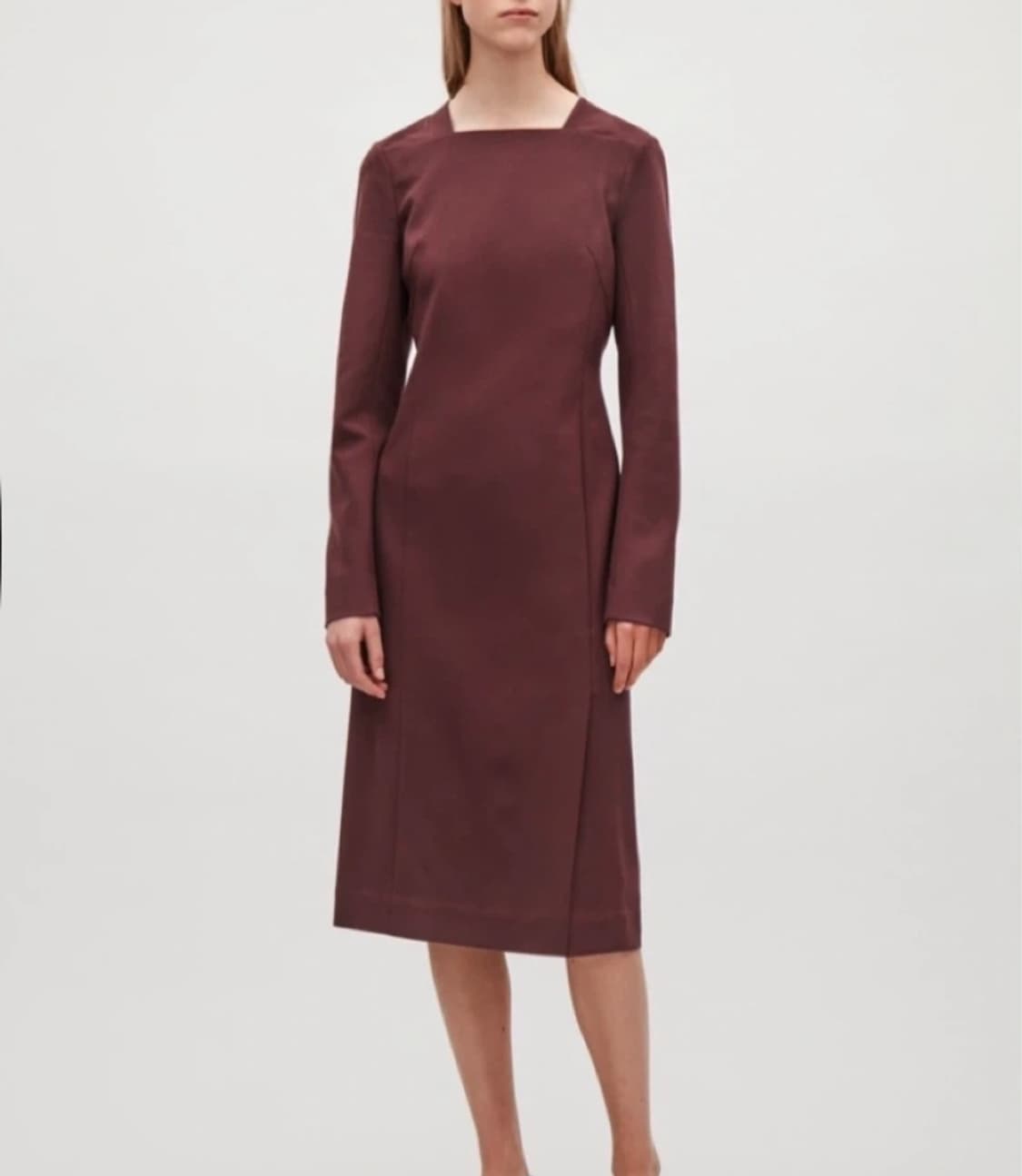 [55]COS 코스 스퀘어넥 버건디 원피스 상품이미지1