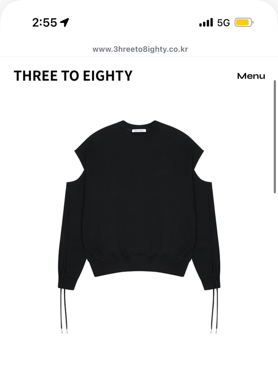 쓰리투에이티 컷아웃 티셔츠 블랙 상품이미지1