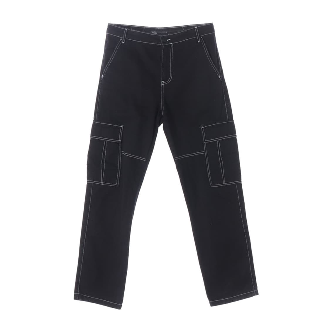 ZARA 블랙 화이트 스티치 카고 팬츠 상품이미지1