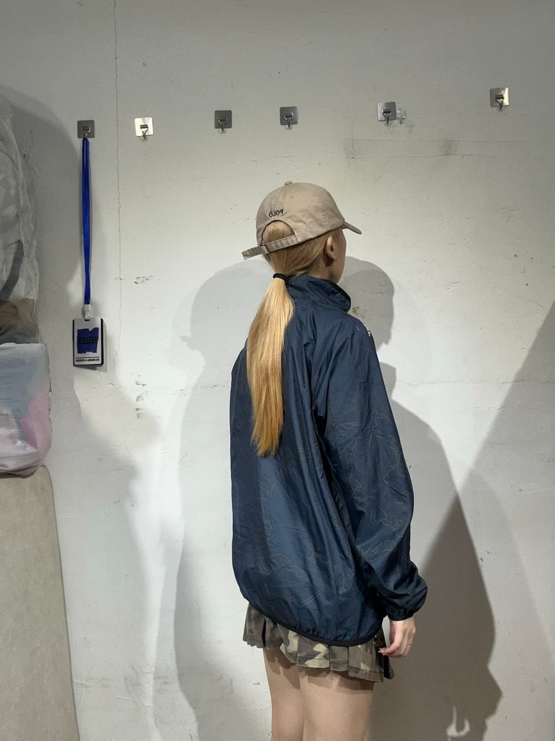 데상트 네이비 로고 올드스쿨 오버핏 바람막이 자켓 M 상품이미지5