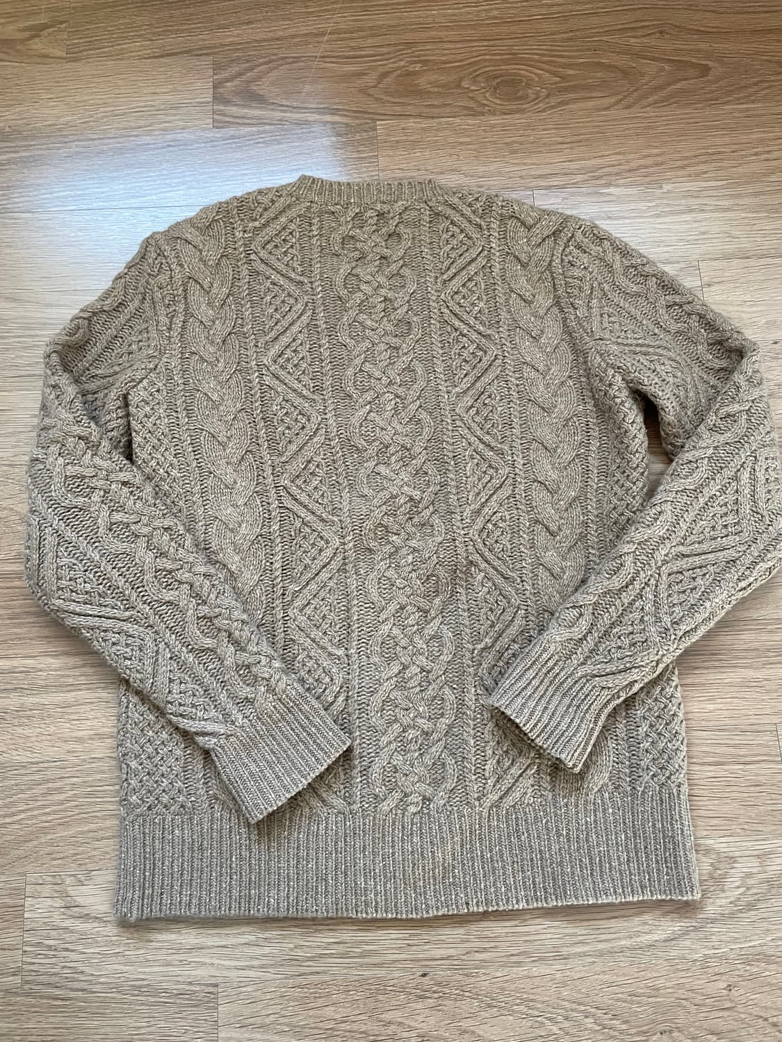 폴로 베이지 케이블 어깨 호두 버튼 핸드 니트 울 rrl 컨트리 랄프로렌 상품이미지4