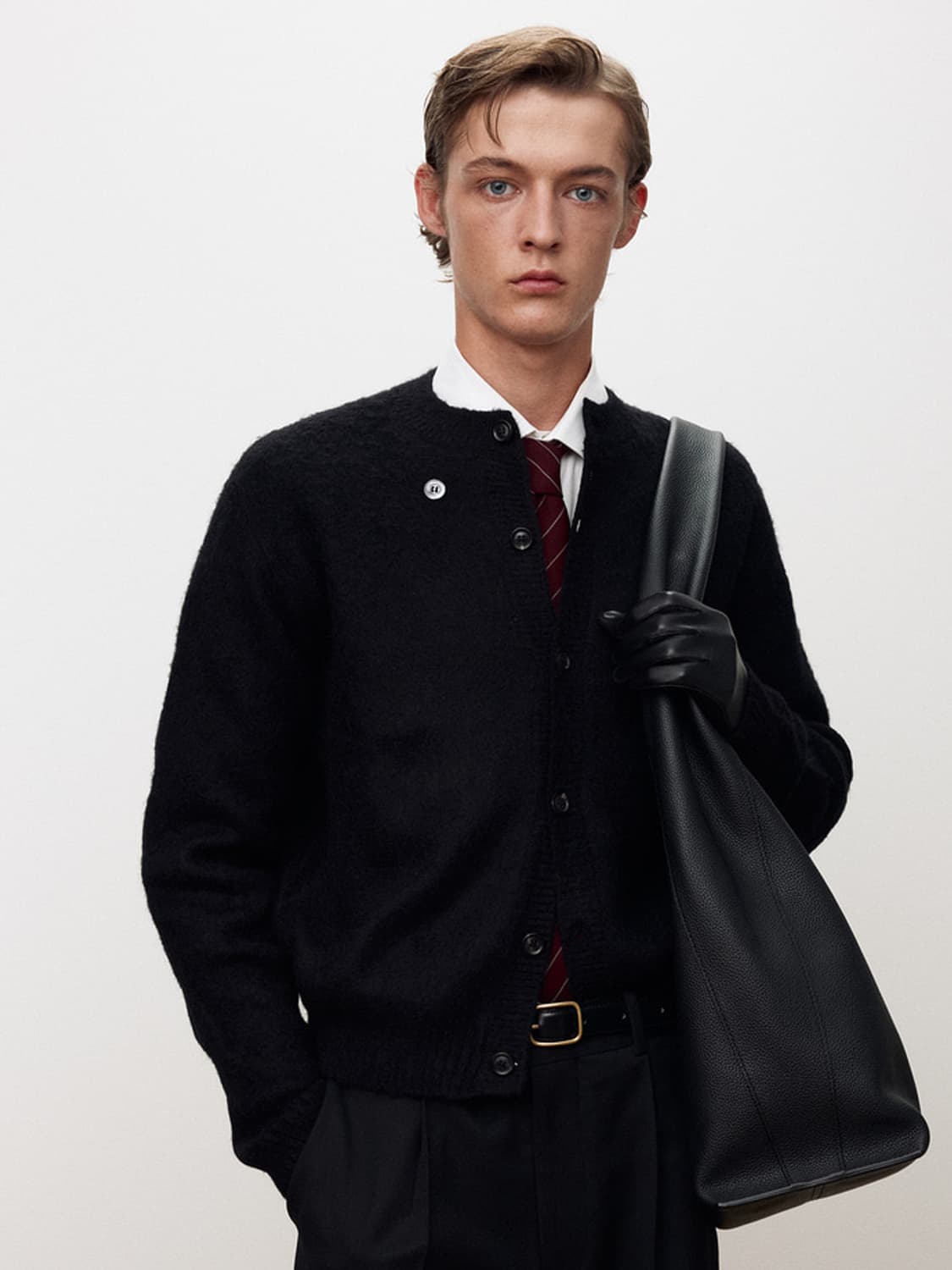 토니웩/ 알파카 모헤어 크루넥 가디건 블랙/ L 상품이미지4