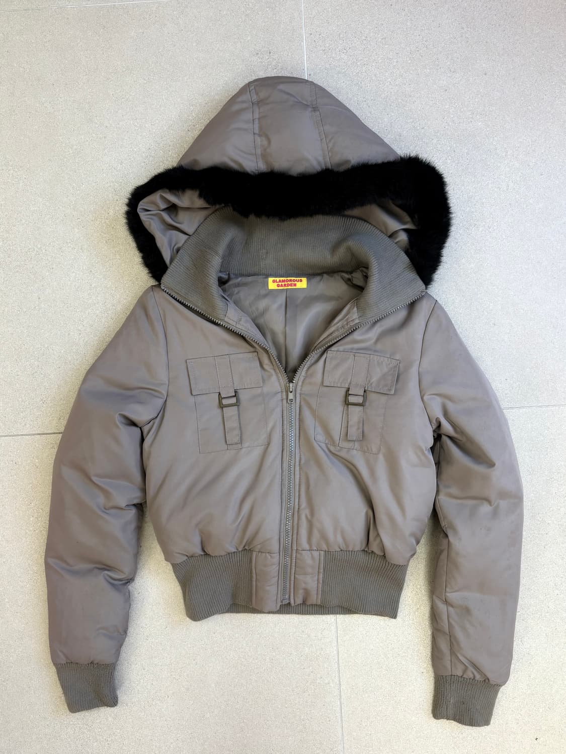 베이지 y2k 퍼 숏패딩 상품이미지1