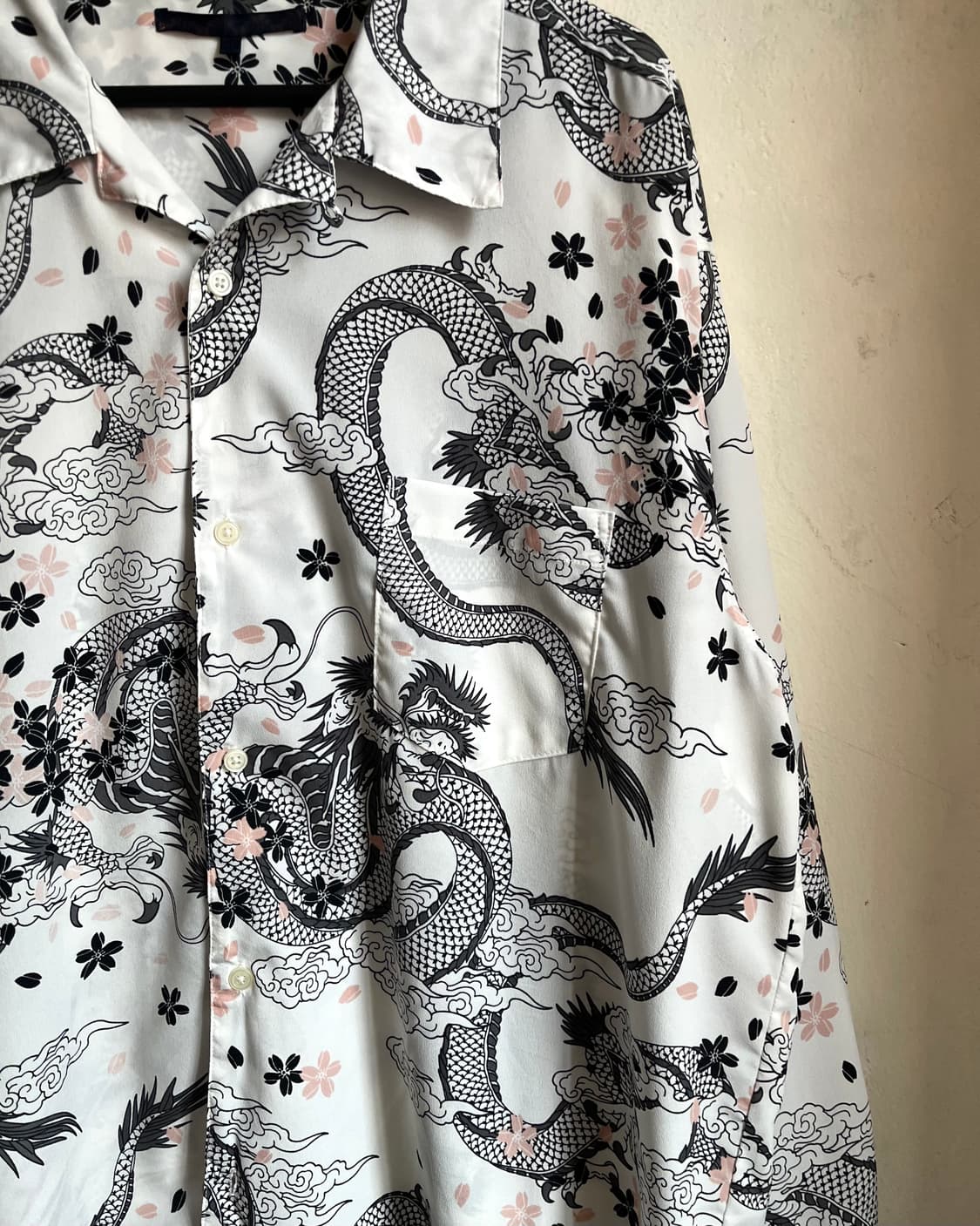 JPN Vintage Dragon & Sakura Print Shirt 상품이미지7