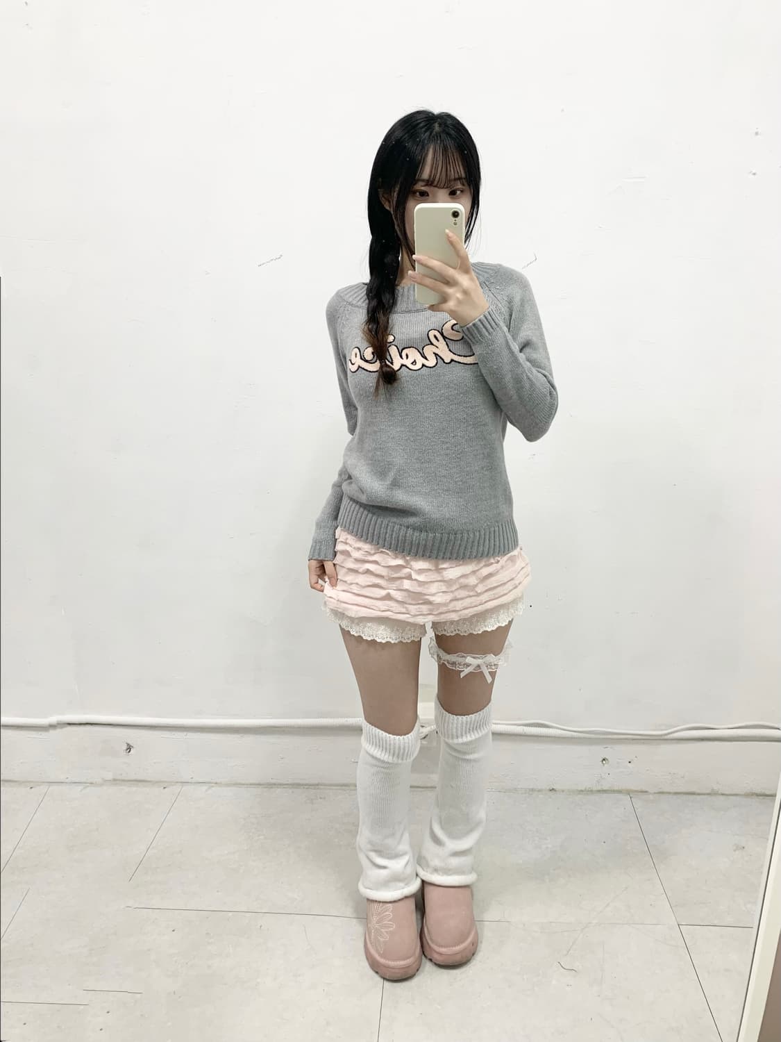 [INGNI] 잉그니 로걀 핑크 그레이 니트 상품이미지2