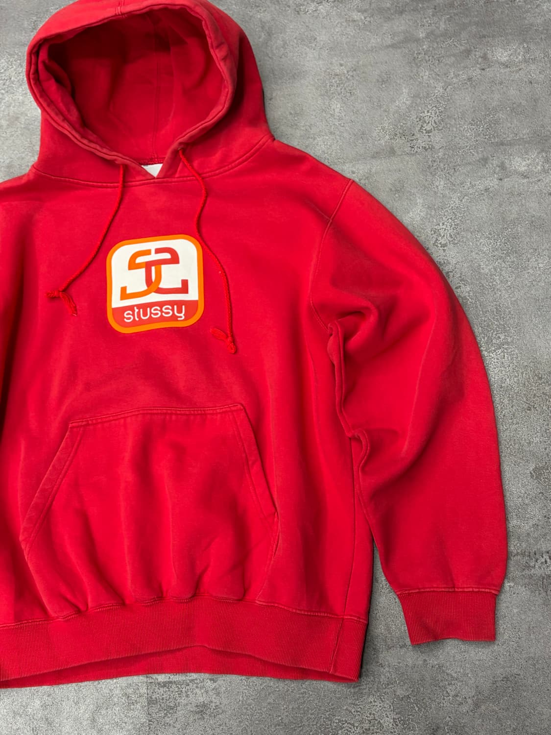 90s 스투시 레드 후드티 로고 프린팅 상품이미지3