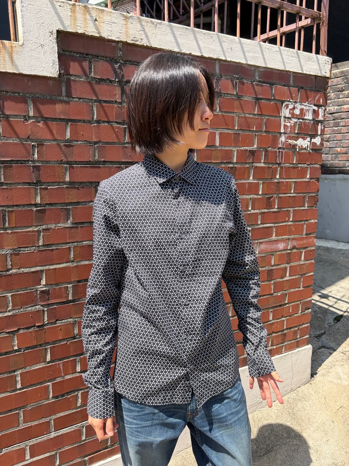 Armani Exchange 올오버 스퀘어 도트 패턴 셔츠 S 상품이미지4