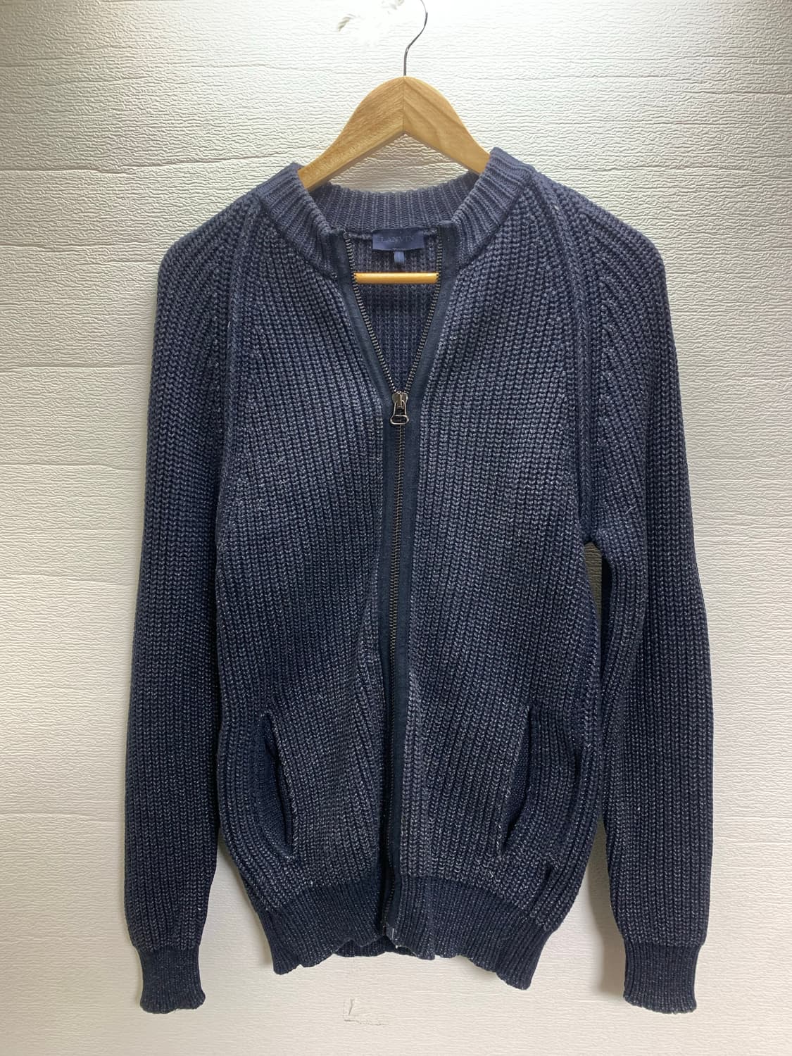 랑방 니트 집업 가디건 네이비 상품이미지1