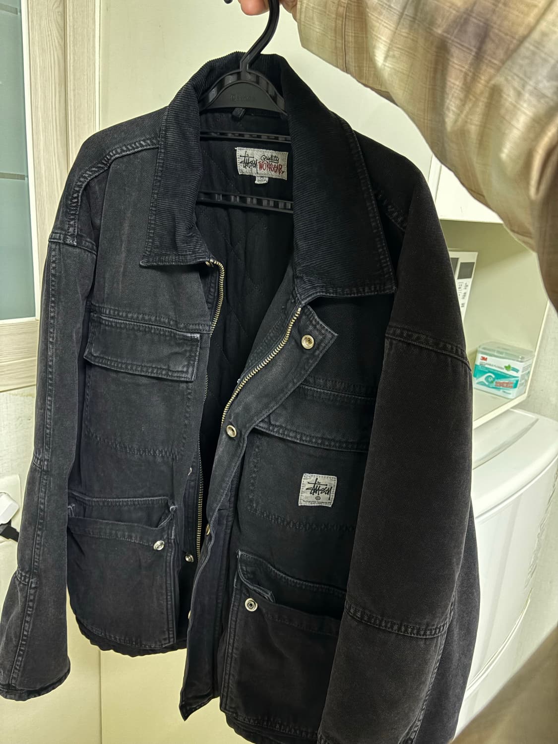 스투시 워시드 캔버스 샵 자켓 블랙 M 상품이미지4