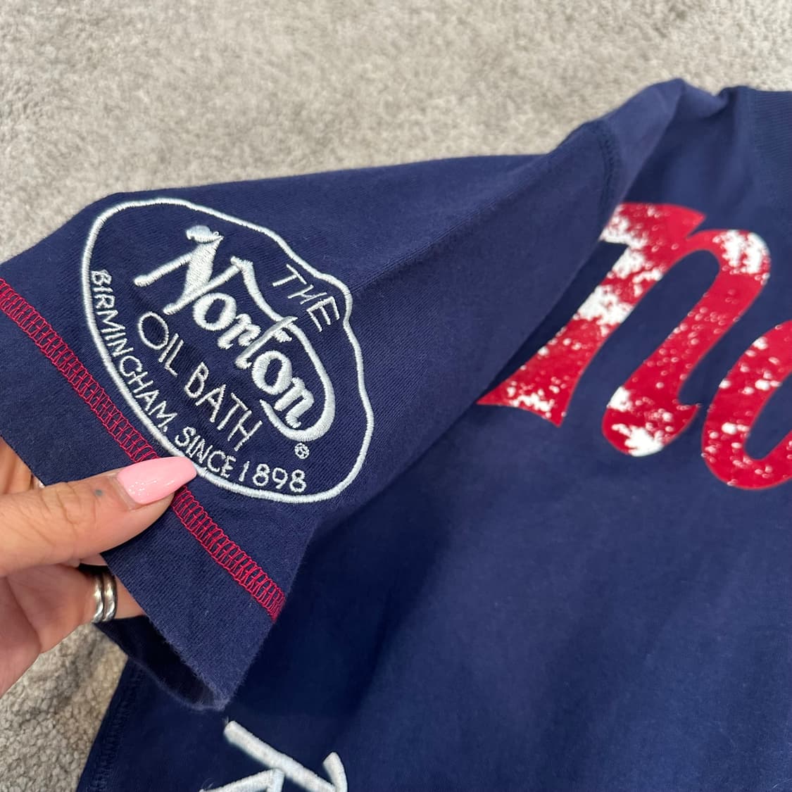 NORTON 노턴 빈티지 자수 네이비 반팔티L 상품이미지3