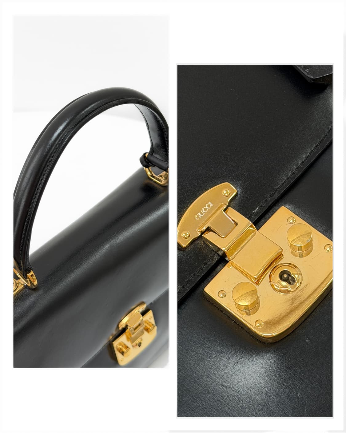 구찌 빈티지 카프스킨 레이디 락 탑 핸들 백 상품이미지9