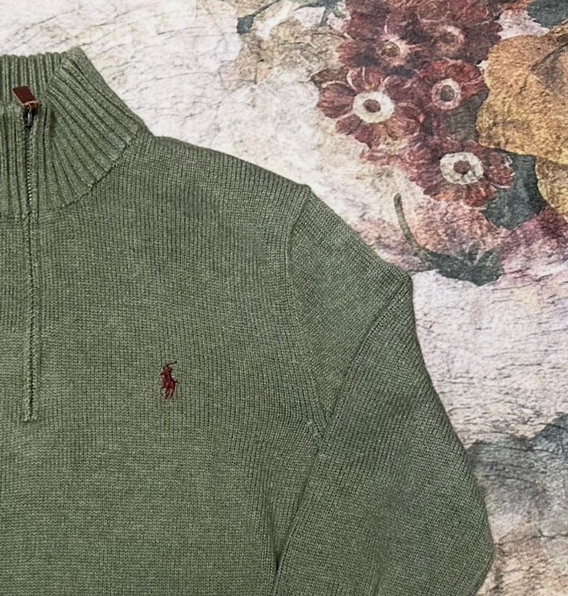 폴로 랄프로렌 빈티지 신형 카키그린니트반집업 S 상품이미지2