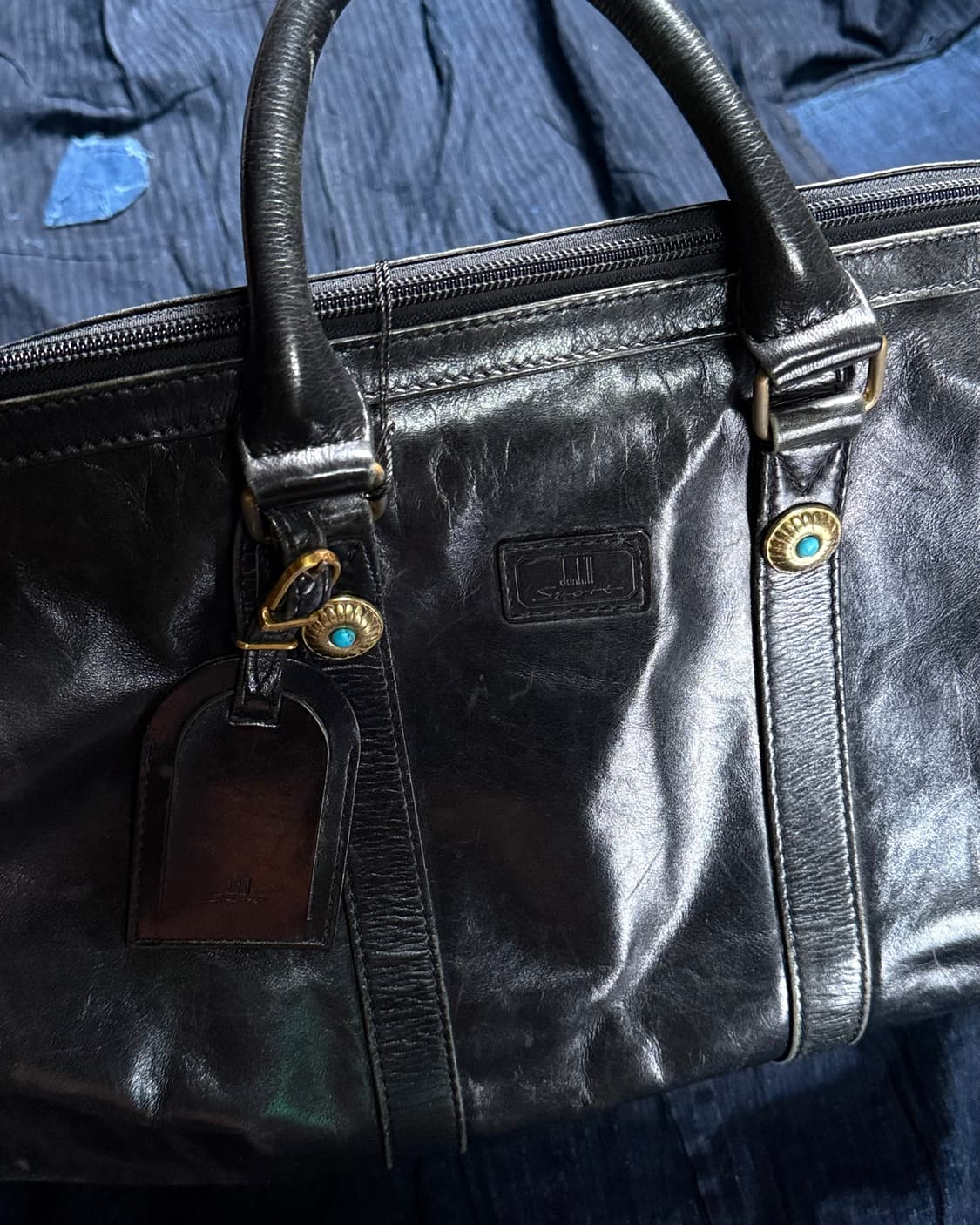 80-90‘s 던힐 스포츠 콘초 레더 보스턴백 상품이미지2