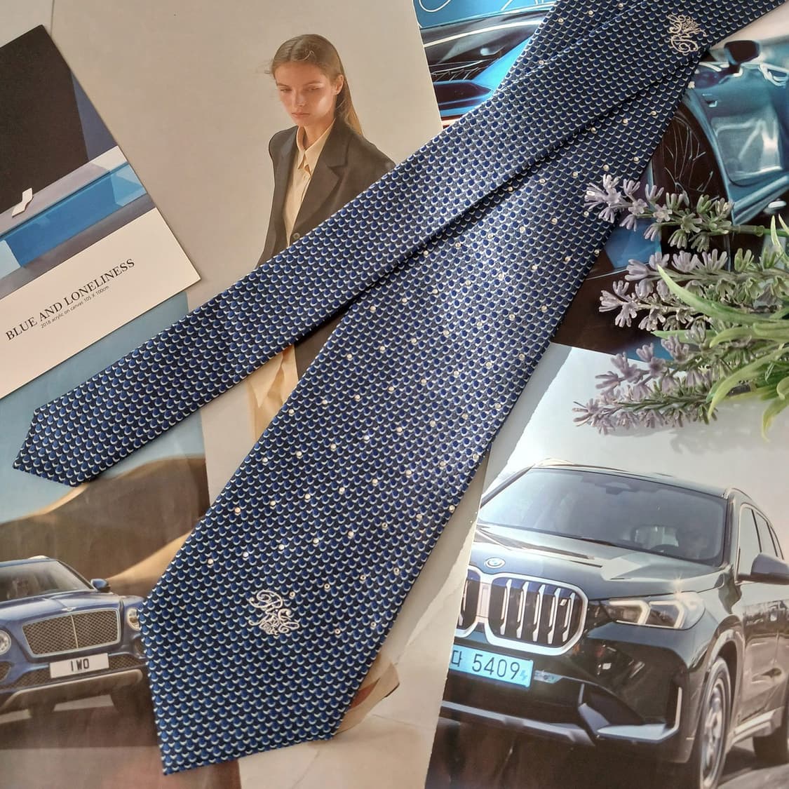 니나리치 실크 블루 패턴 넥타이 9.1cm A+등급 A19051
 상품이미지3