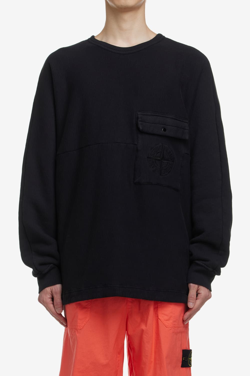 스톤아일랜드 다이아고날 스트레치 프렌치 테리 가먼트 다이드 크루 블랙 상품이미지3