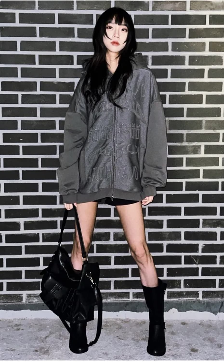 아조바이아조 로고후드집업 챠콜 XL 상품이미지6