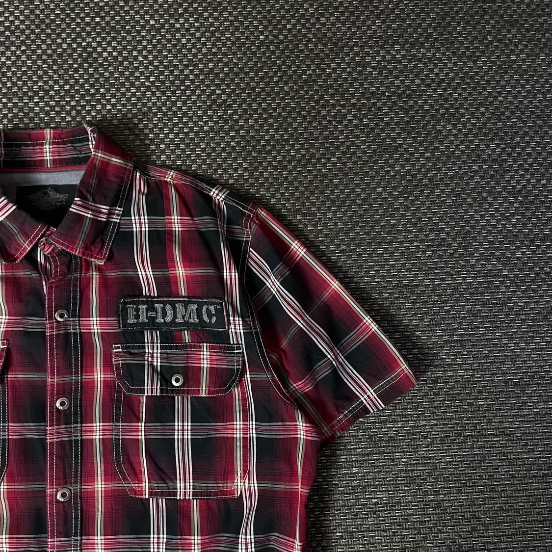 할리데이비슨 레드 투포켓 체크 반팔 셔츠 L 상품이미지3