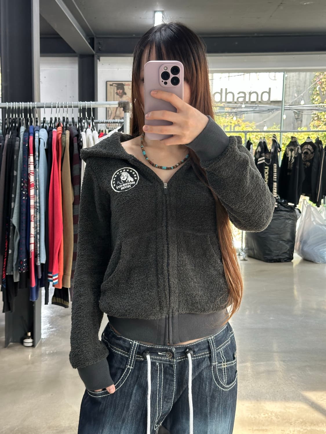 히스테릭글래머 히스걸 보아 파커 후드집업 그레이 상품이미지3