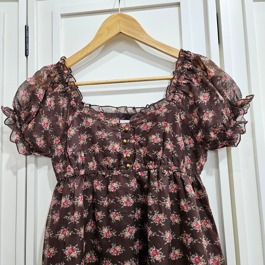 리즈리사 플라워 초코쉬폰 원피스 상품이미지3